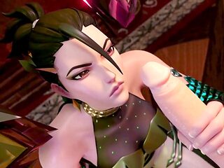Kaisa from LOL animated cartoon gets a naughty makeover with dark green hair in a hardcore 3D sex scene!