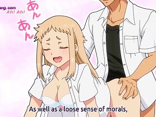 Nude anime cutie mounts BOYFRIEND in bathtub for deep grubby polish (Sensational) ENG Subbed