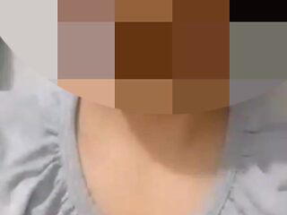 shows off her big natural breasts, in a video call