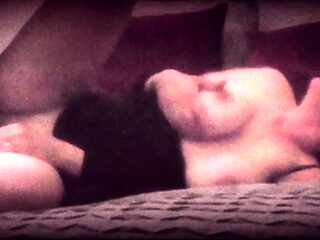 Amateur wife touching her big tits while fucking