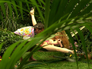 Ginger MILF with big tits gets fucked outdoors
