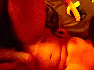 Amateur Brunette's Pussy Swallowing Giant Cock!