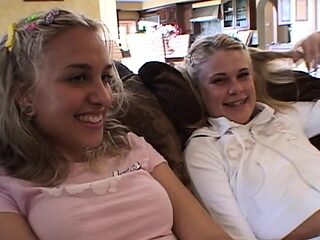 Cute blonde teen trio strip off