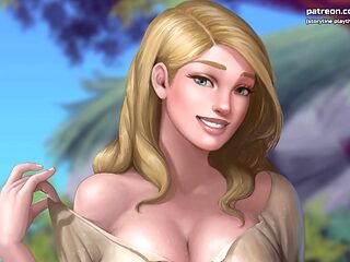 Naughty elf milf with massive breasts gets creampied on a busy street - Erotic animated game