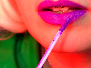 ASMR slowly lipstick tease