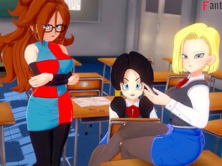 Android eighteen in a bikini getting down in this anime adventure