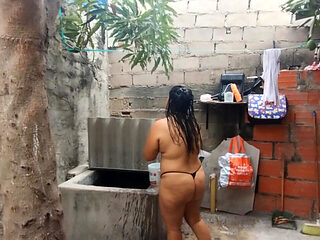 I See My Neighbor Who Has a Big Ass While Her Husband Is Not at Home. I Hope He Doesn't Find Out That I'm Looking at His Wife.