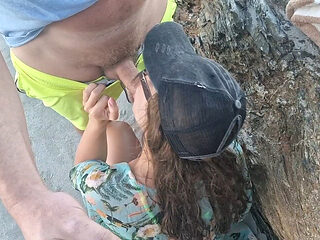 Blowjob on Beach and Cumshot on Tits