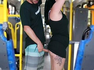 Old Scoundrel with an Encoxada and Masturbates Until He Cums on the Brunette in the Bus