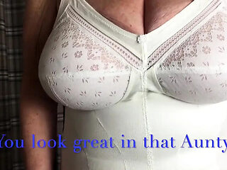 Sexy British Aunty Sandra Shows Off Her Shaved Pussy In Lingerie & Stockings