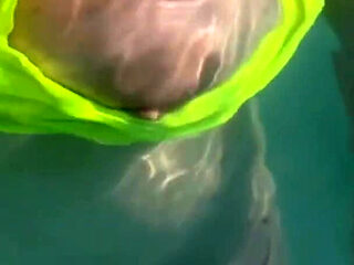 Artemisia Love Flashing Her Perfect Big Tits Underwater and Smoking a Cigarette