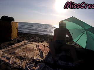 French Teacher Risky Masturbation Caught on Crowded Beach Helps Squirt Extreme Cumshot