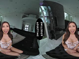 Nicole Doshi rides the big cock of Oliver Davis in a hot lingerie scene