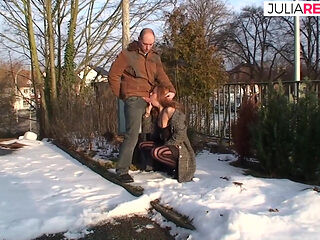 Horny bitch moans hard as she gets fucked out in the outdoor