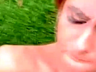 Skinny teen uses big dick next to the swimming pool