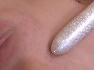 A Skinny Teenage Girl Masturbates with Her Favorite Toy After a Shower