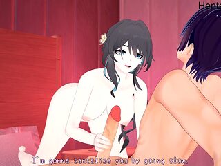 Uncensored hentai with mature MILF Ruan Mei getting ravished by Honkai starlet