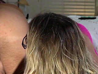 Hot Pink Fishnet Onesie and Fake Nails.. He Is Bent Over and Balls Vulnerable