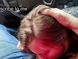 Stepsister Gives Stepbrother His First Blowjob in the Car POV