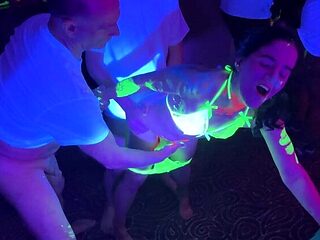 Glow Party Gangbang: Petite MILF Vanessa Cliff Takes Multiple Loads in Hardcore Bukkake