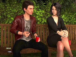 Hot brunette with big natural tits stars in an adult visual novel game