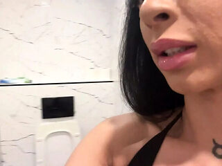 German Princess Caramella Del X Tramples Slave in Shower - Amateur Femdom Foot Fetish with Huge Tits