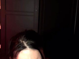 Dark haired amateur blowjob and handjob in fake taxi