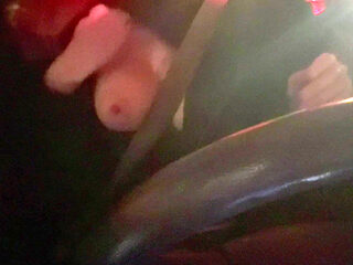 Italian Big Tits MILF Artemisia Love Sexy Car Ride Driving Around Smoking a Cigarette and Flashing Her Big Juicy Boobs