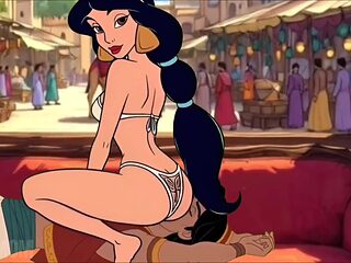 Aladdin and Queen Jasmine make Disgraceful Desires to the Genie. Toon Pornography Parody.
