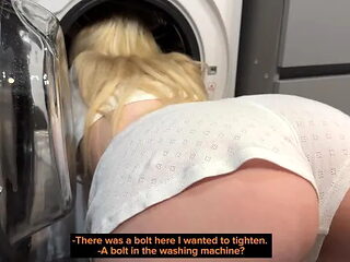 Step Sister got Stuck in the Washing Machine, I Couldn't Resist Fucking Her.