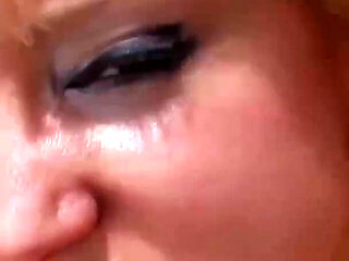 Super hot blonde milf gets sprayed with a hot load on her big tits