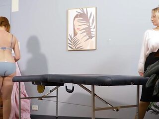 Chubby lesbian whore gets fucked by a horny masseuse