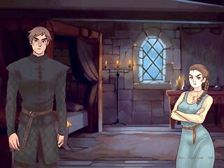 Aria Stark at the whispers wall in a Game of Thrones fantasy with big boobs and moms