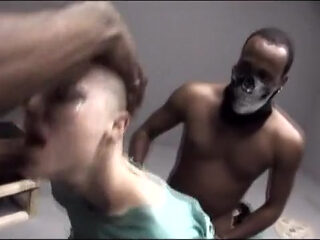 Shaved girl gets DP'd by two BBC's