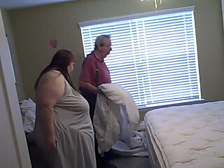 SSBBW redhead nude making bed with my old man