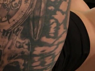 Curvy tattooed brunette does hot sex with boyfriend in the office