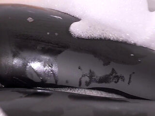 Hot Stepsis Teases Wet Camel Toe in Leather Leggings