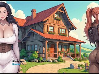 Step mom and maid gets naughty in taboo manga game without panties