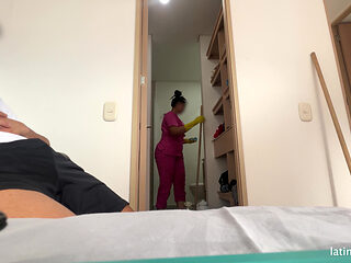 Perfect latina maid looks good in cleaning gear part 3