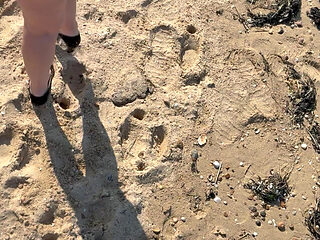 Stripping Out of My Little Black Mini Dress on the Beach and Then Playing with My Body in the Open