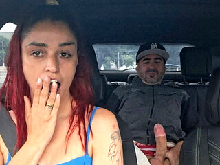 Amateur App Driver Catches Skinny Passenger Masturbating From Behind! Homemade Handjob