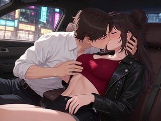The girl flirted with the taxi driver and he made her feel good