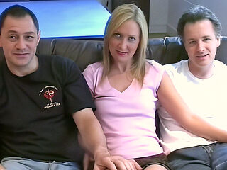 Hot Bodied Blonde Amateur Takes on Two Guys at Her First Threesome