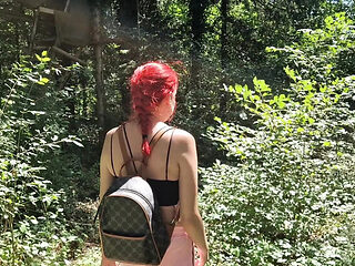Malou-Nu Giving a Wild Blowjob in the Forest With Her Big Natural Tits