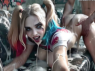 Harley Quinn - Naughty Bathing In Cum (realistic Ai Generated)