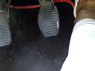 Pedal Pumping and Driving in Highway in Soft Worn Out Flats and Nylon Socks