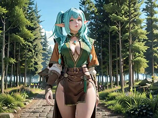 Forest Elf's Private Morning! Blue-haired Twin Tails Lounging Lazily on the Sunny Beach.