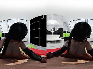 Two 3d cartoon cuties are ready for their bath