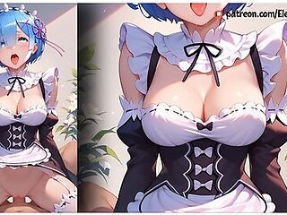 Rem From Re Zero In A Maid Costume Will Service Your Cock To The Full! - Car Toon