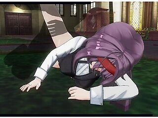 3d Hentai Konno Yuuki Gets Fucked In The Yard And Takes A Creampie